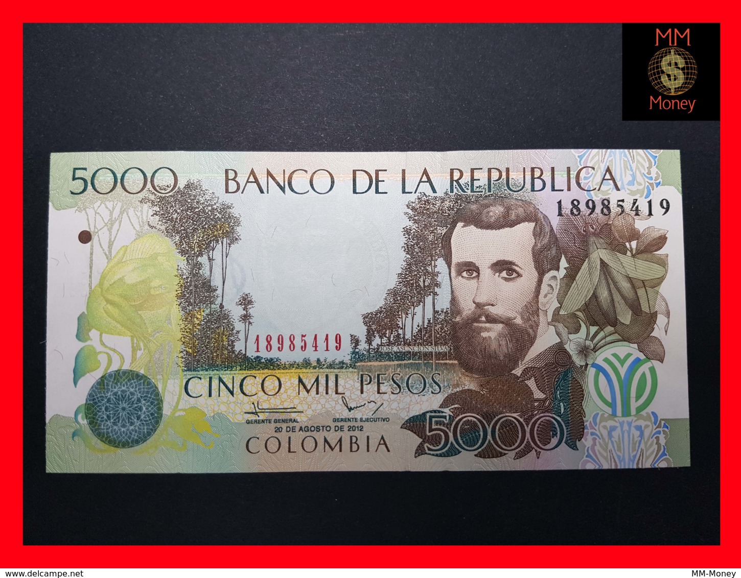 COLOMBIA 5.000 5000 Pesos 20.8.2012 P. 452 UNC - Colombie