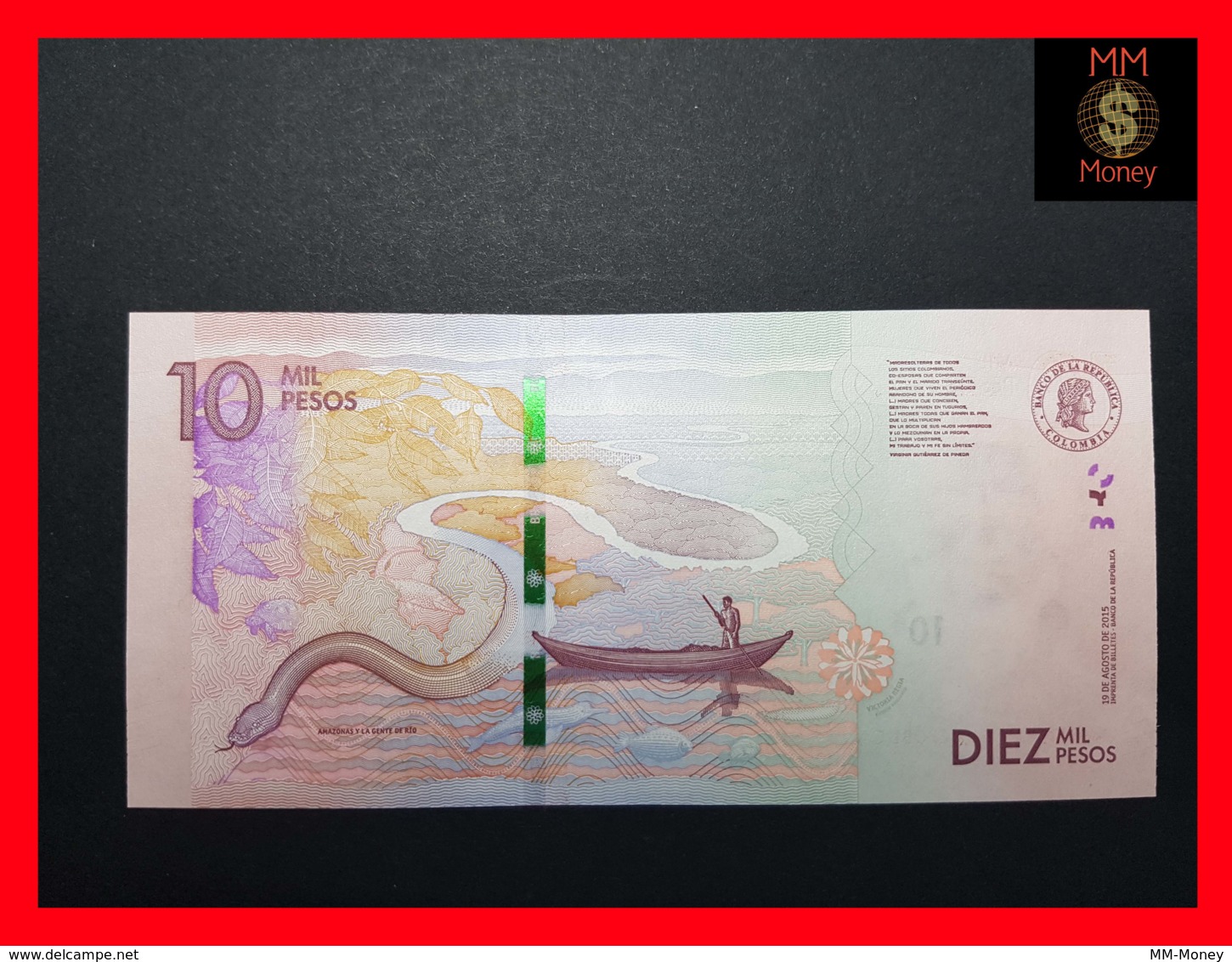 COLOMBIA 10.000 10000 Pesos  19.8.2015 P. 460 UNC - Colombia