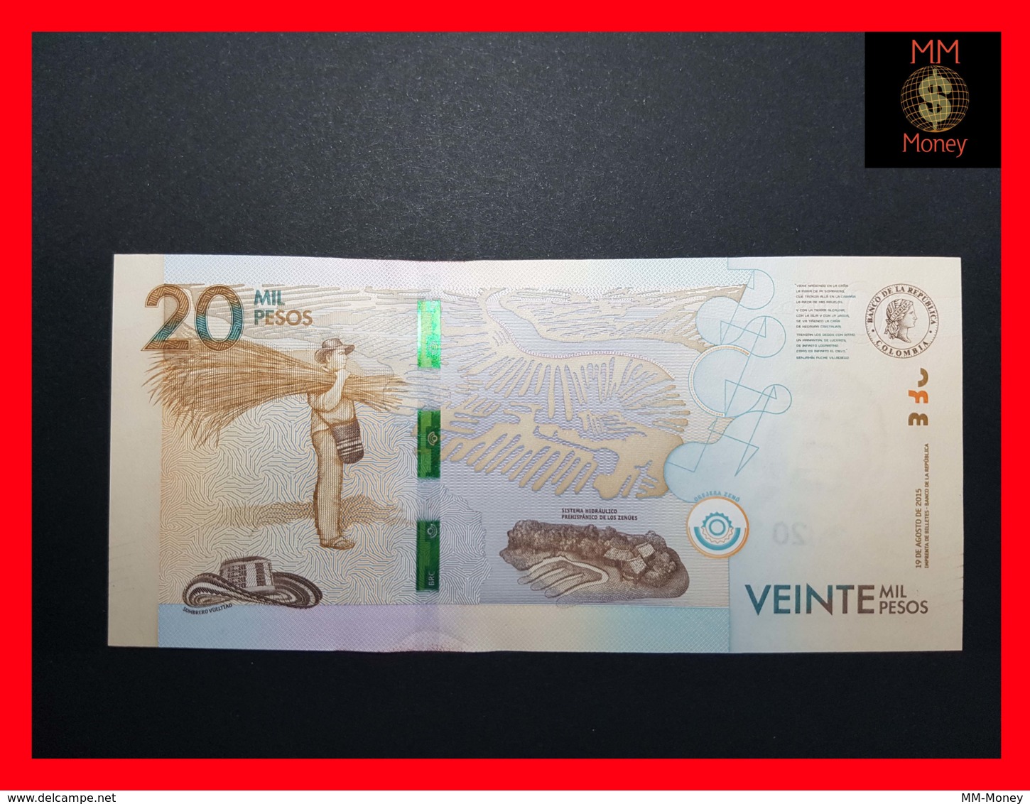 COLOMBIA 20.000 20000 Pesos  19.8.2015 P. 461 UNC - Colombie