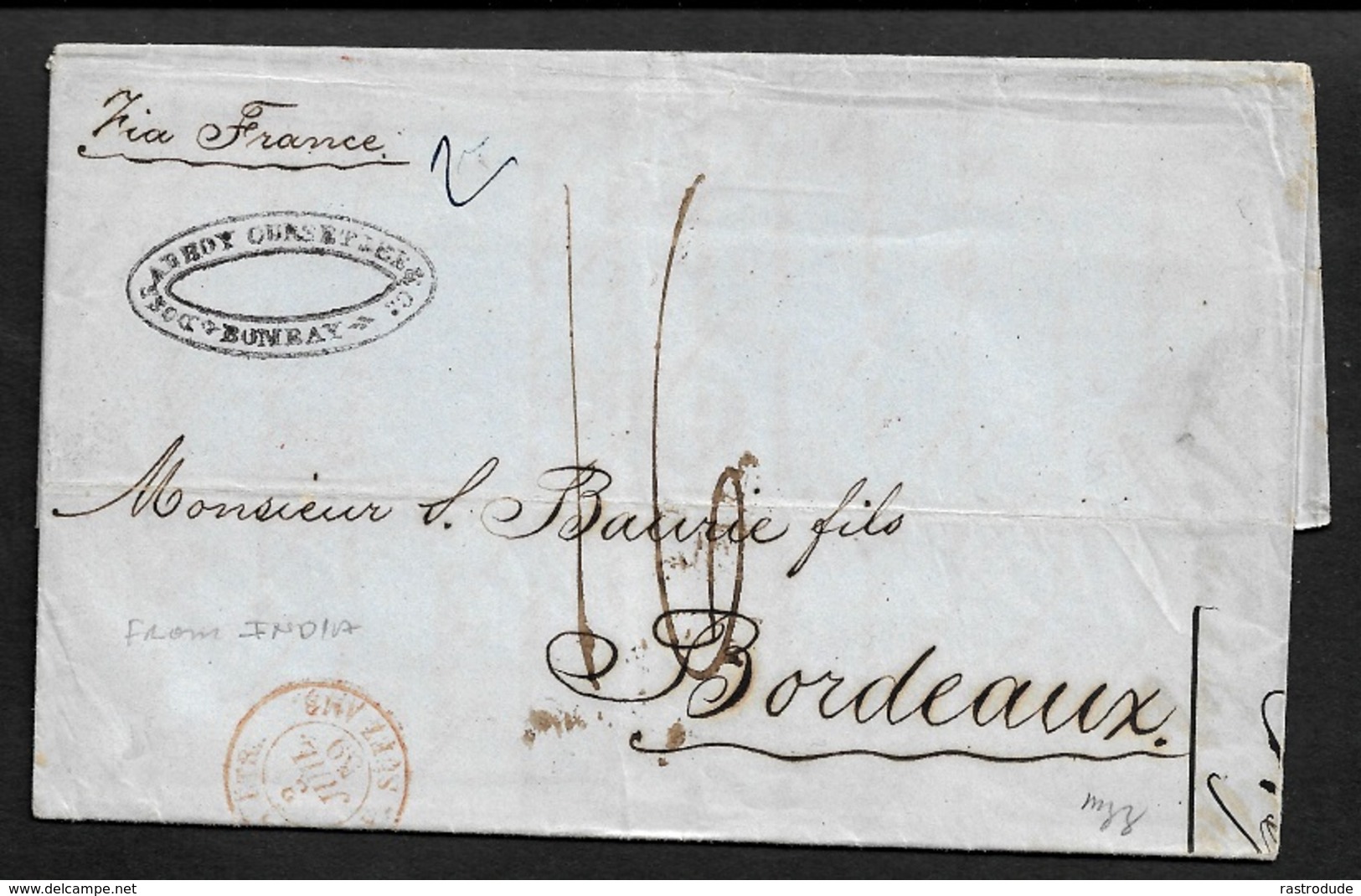 1859 LAC BOMBAY, L'INDE A BORDEAUX - Via SUEZ - 1849-1876: Période Classique