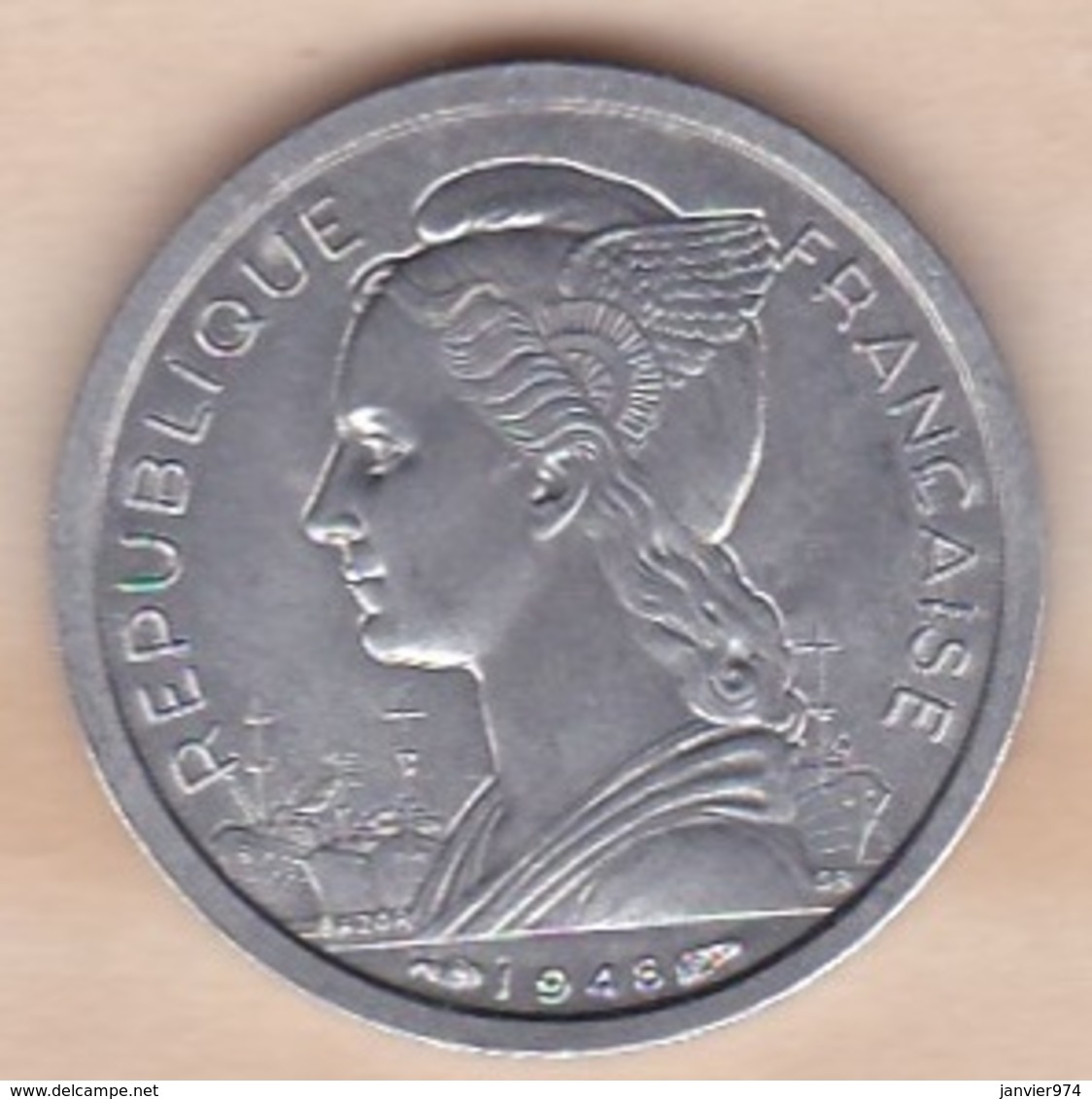 ILE DE LA REUNION. 1 FRANC 1948 AILE . ALUMINIUM - Réunion