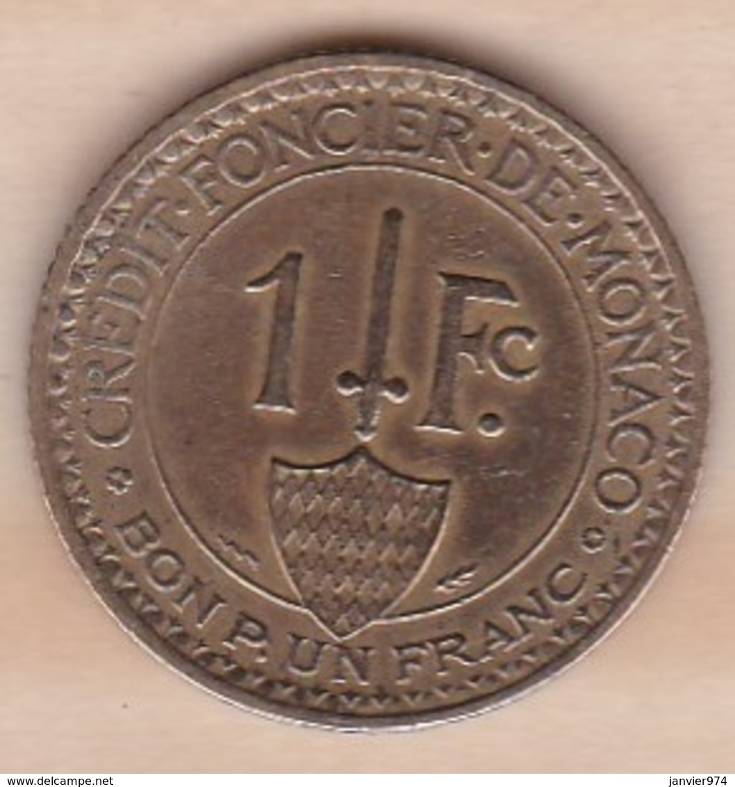 MONACO. BON POUR 1 FRANC 1926 POISSY .LOUIS II .Bronze-aluminium - 1922-1949 Louis II