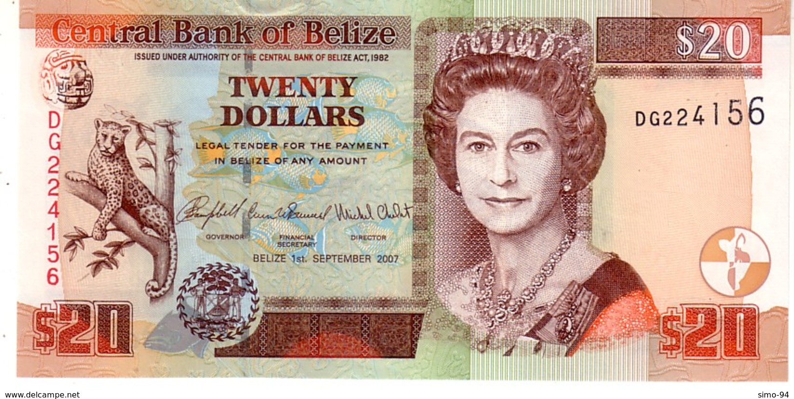 Belize P.69 20 Dollars 2007   Unc - Belize