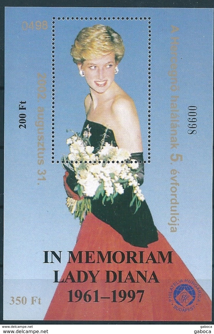 2396 Hungary Memorial Sheet IN MEMORIAM Lady Diana 5th Anniversary Overprint MNH RARE - Commemorative Sheets