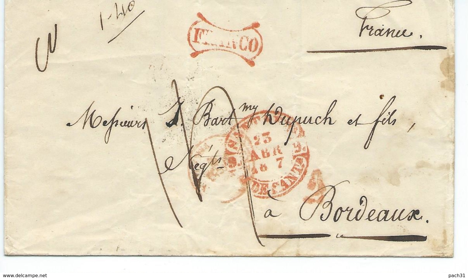 Lettre De Santander Pour Bordeaux1847 - ...-1850 Préphilatélie