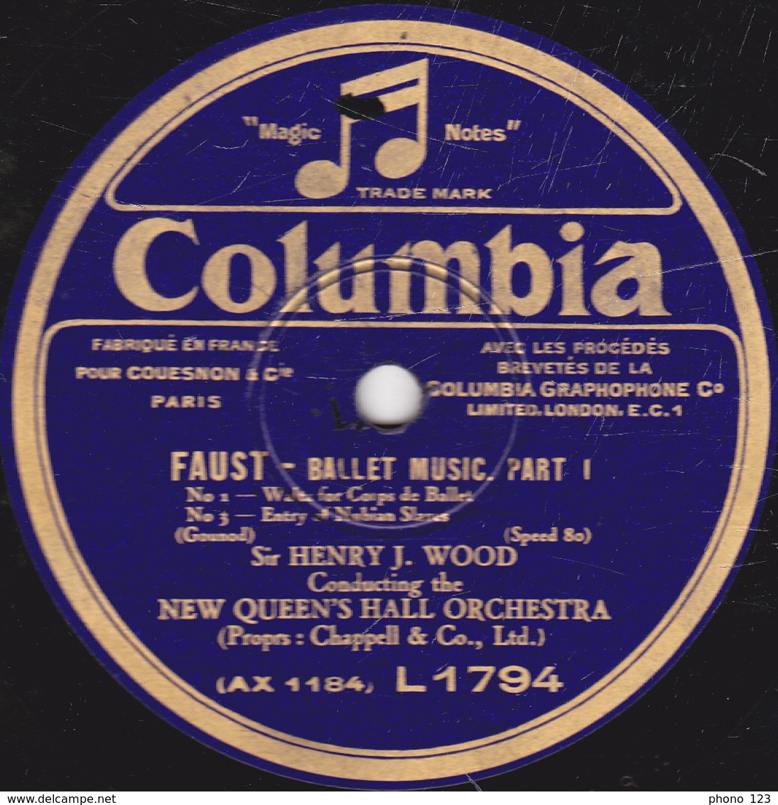 78 Trs - 30 Cm - état TB - FAUST - BALLET MUSIC. (Gounod) - PART I PART 2 - NEW QUEEN'S HALL ORCHESTRA - 78 Rpm - Gramophone Records