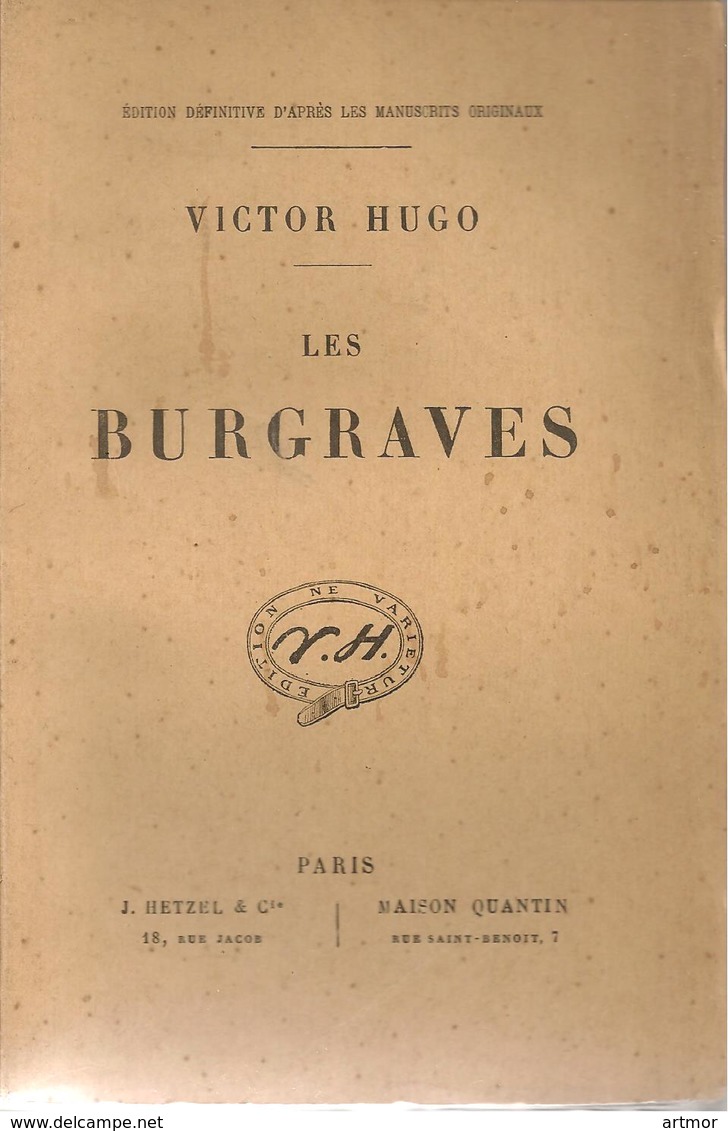 HUGO - LES BURGRAVES  -  HETZEL & MAISON QUENTIN - SANS DATE ( Fin XIXe-début XXe) - - 1801-1900