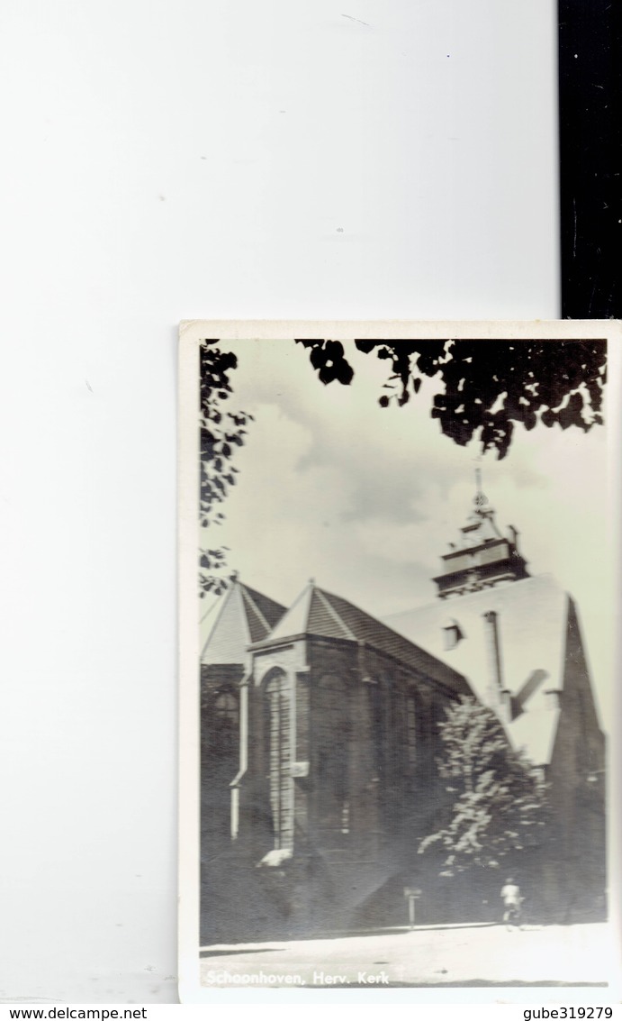 NETHERLANDS 1954 - VINTAGE POSTCARD – SCHOONHOVEN- KERK-HALF SHINING –MAILED IN 1954 -REP5103 - Schoonhoven