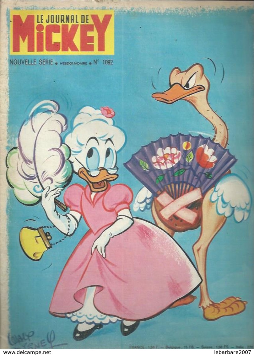 LE JOURNAL DE MICKEY  N° 1092  -  Déssin: WALT DISNEY   -    1973 - Journal De Mickey