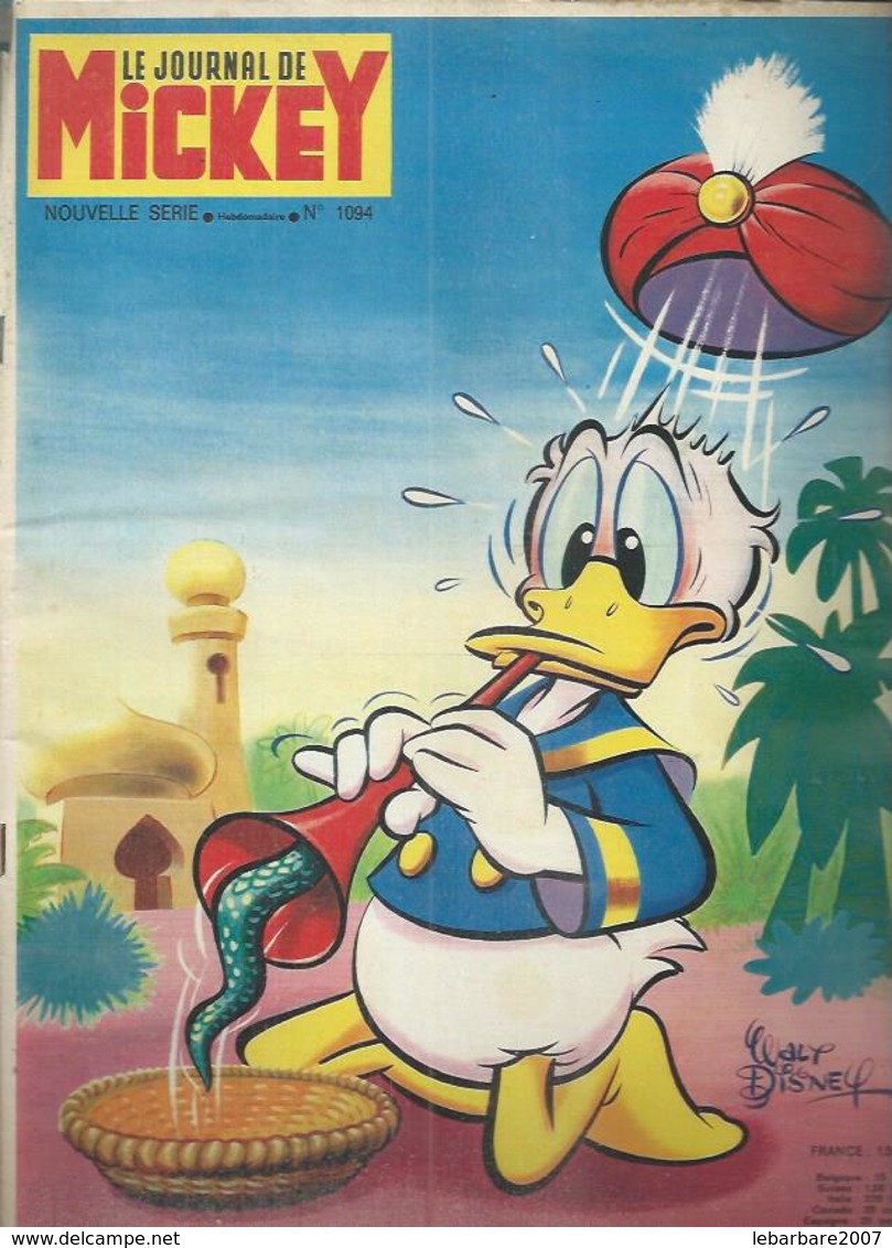 LE JOURNAL DE MICKEY  N° 1094  -  Déssin: WALT DISNEY   -    1973 - Journal De Mickey