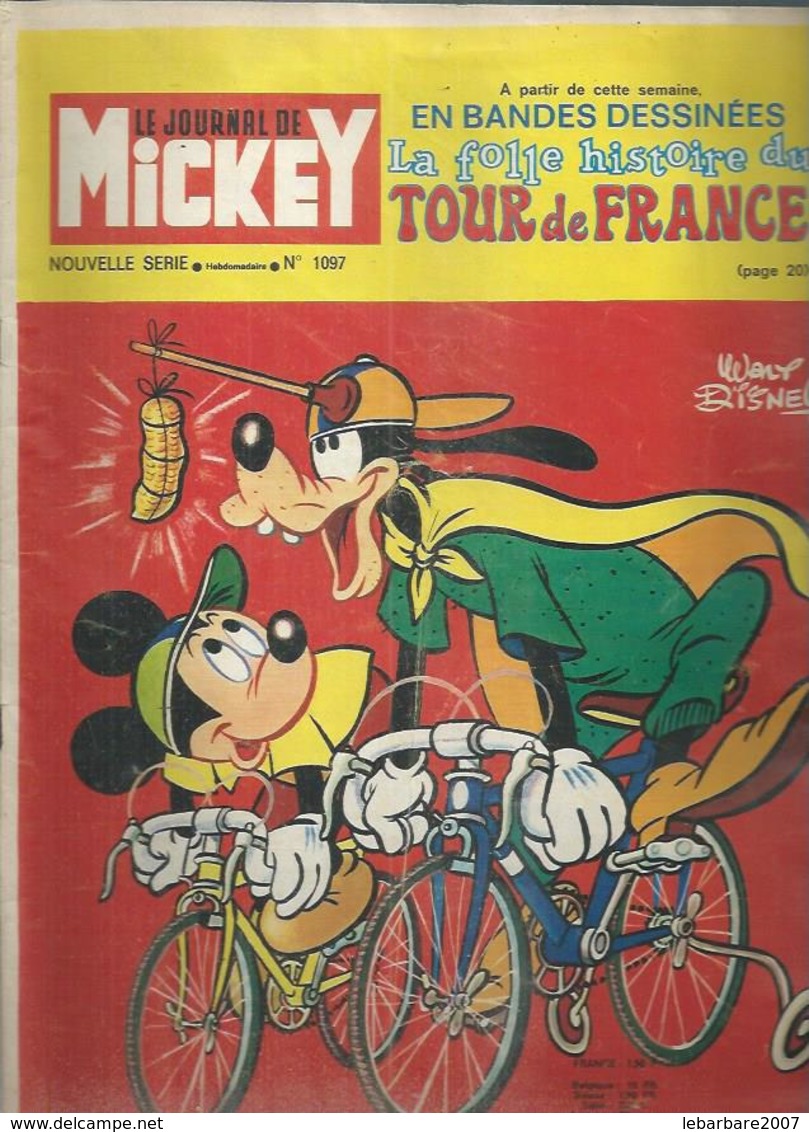 LE JOURNAL DE MICKEY  N° 1097  -  Déssin: WALT DISNEY   -    1973 - Journal De Mickey