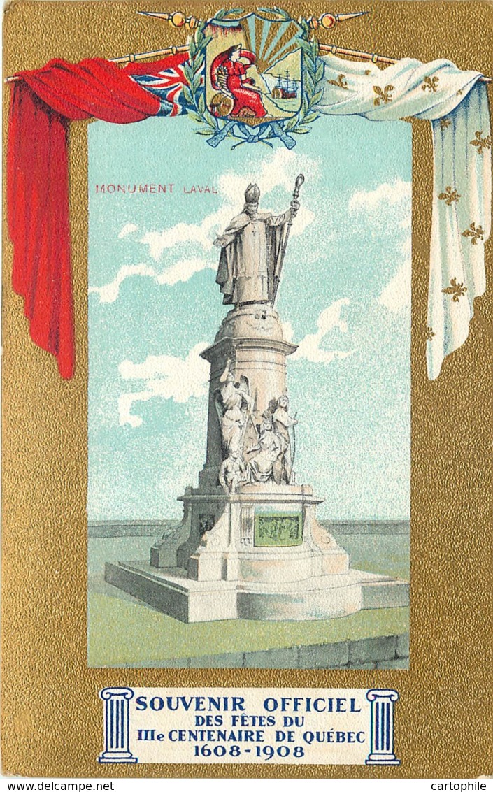 Canada - Lot De 2 Cartes Des Fetes Du 3e Centenaire De QUEBEC 1608-1908 - Monument Laval Et Ville - Autres & Non Classés