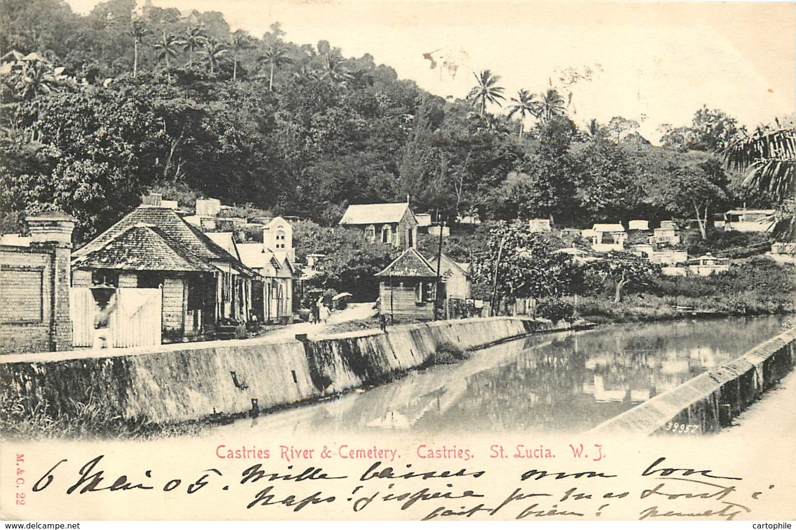 ST. LUCIA W.J. - Castries - Castries River And Cemetery In 1905 - Rare - Antilles Sainte Lucie - Sainte-Lucie