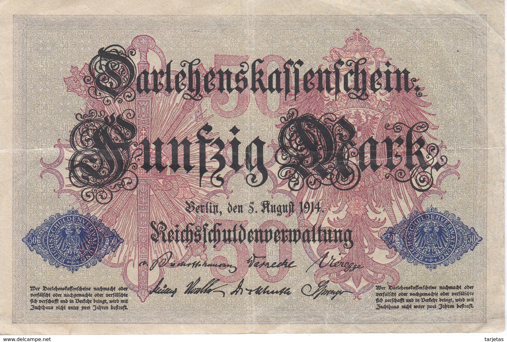 BILLETE DE ALEMANIA DE 50 MARK DEL AÑO 1914 (BANKNOTE) - 50 Mark