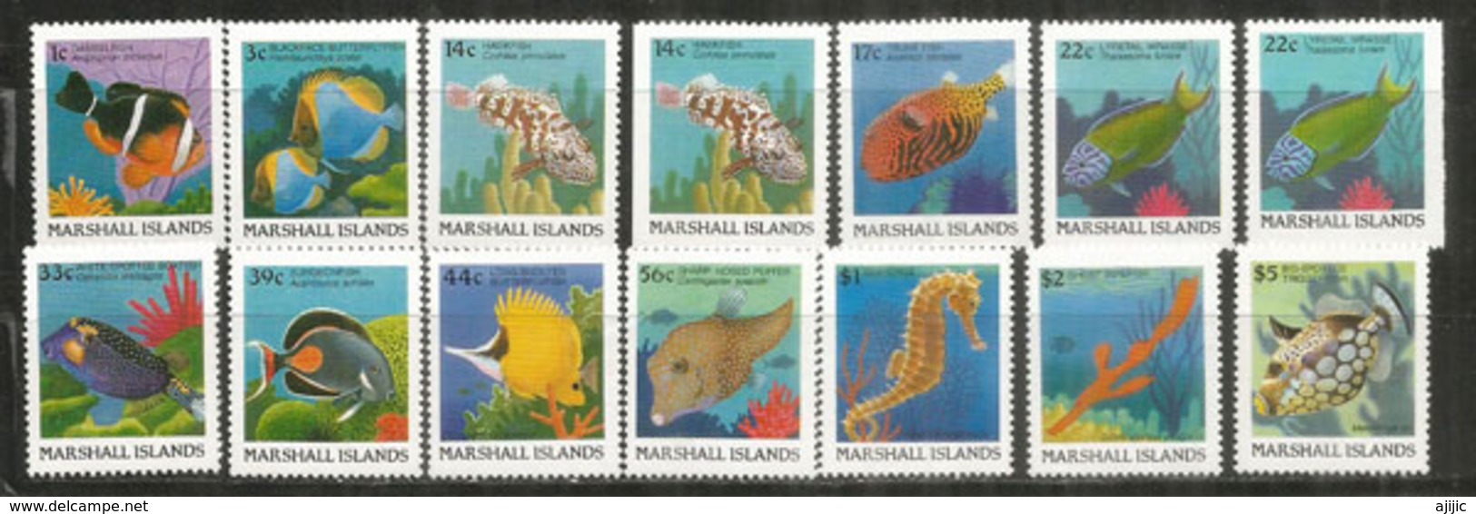 Poissons Des Récifs Et Des Atolls Des îles Marshall (Oéan Pacifique).  14 Timbres Neufs ** Côtte 40,00 Euro - Fische