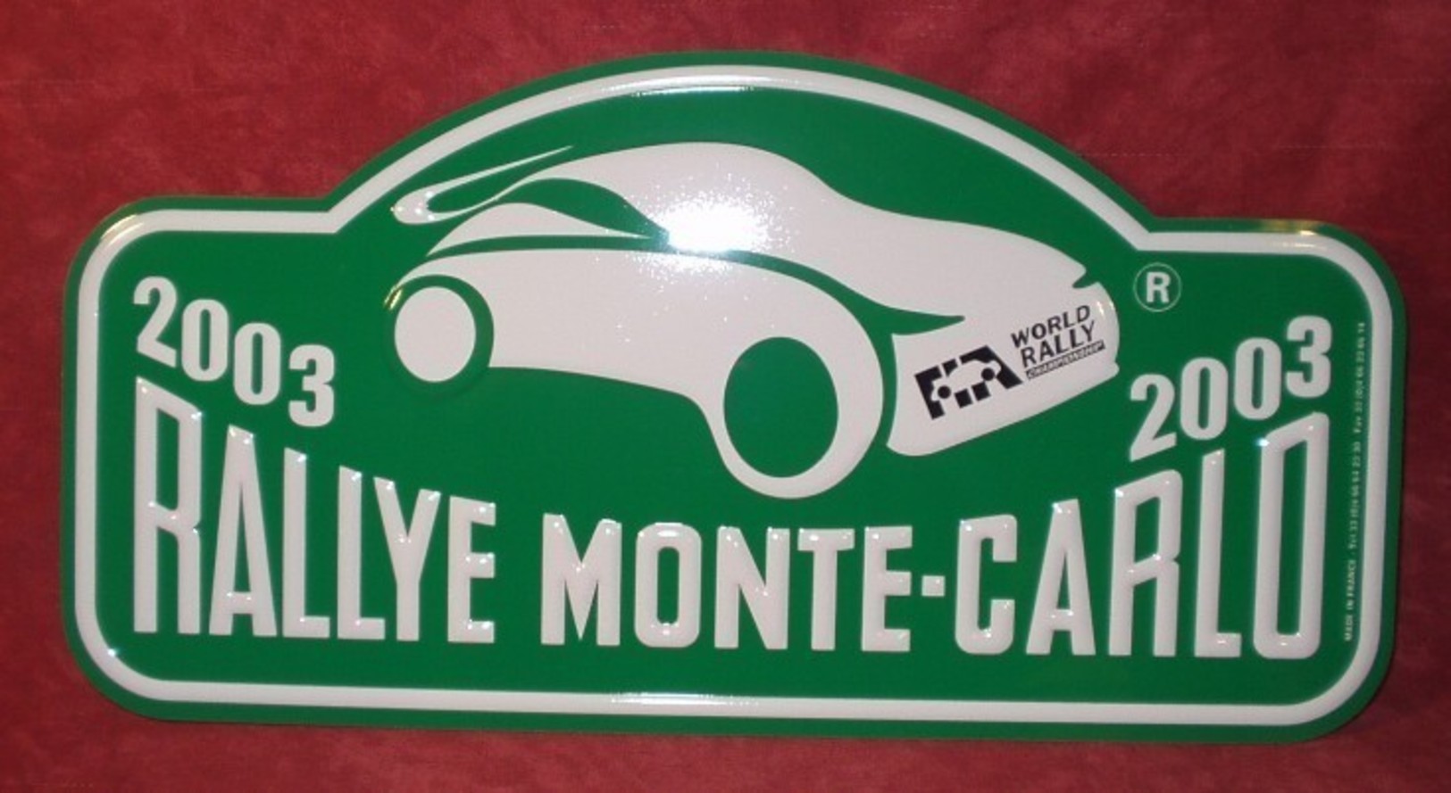 Plaque De Rallye "MONTE CARLO" 2003 Verte. - Plaques De Rallye