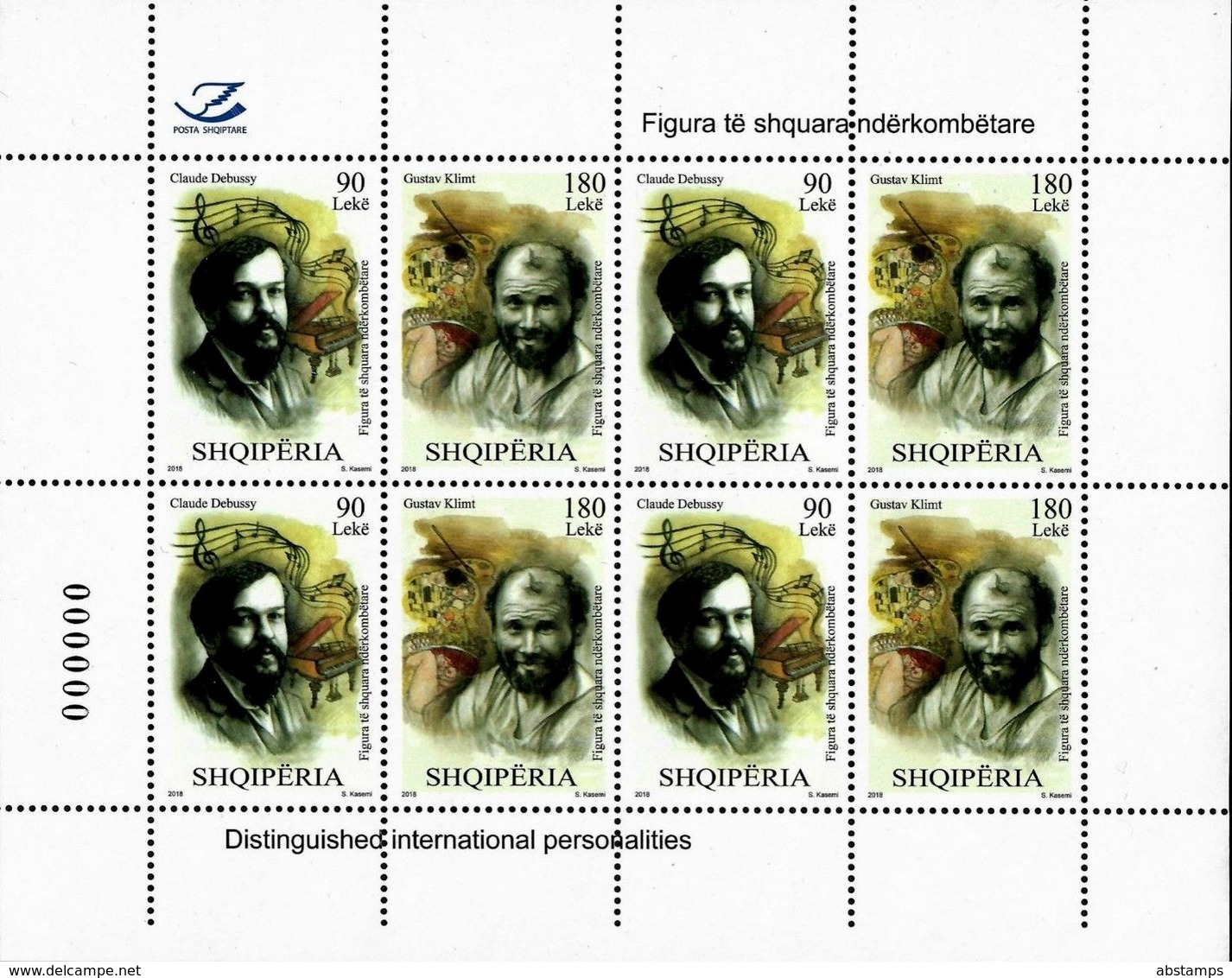 Albania Stamps 2018. Personalities: Claude Debussy; Gustav Klimt. Sheet MNH - Albania