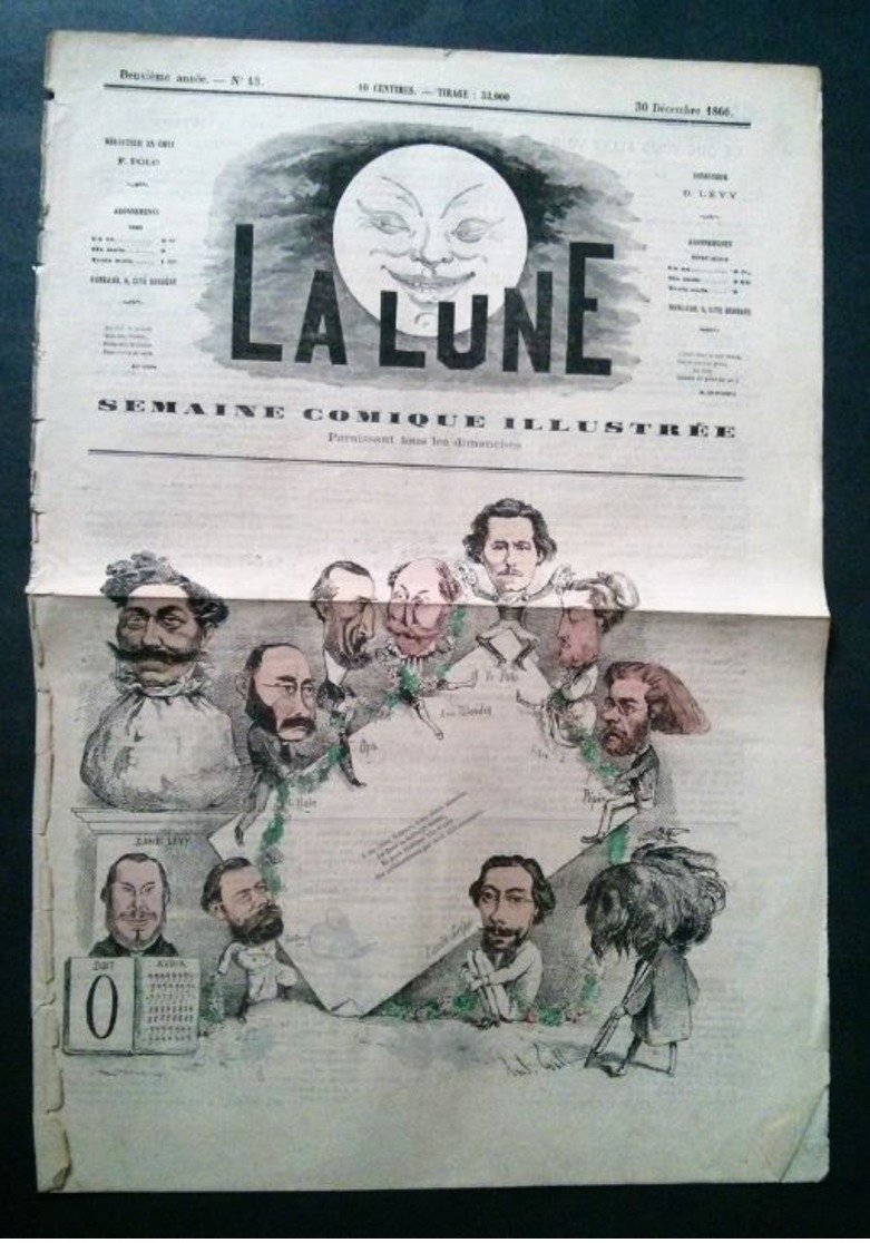 La Lune, 30 Décembre 1866. Daniel Lévy, Halo, Ops, Blondet, Polo, Pépin,Carlo Gripp Et Gill. - 1850 - 1899