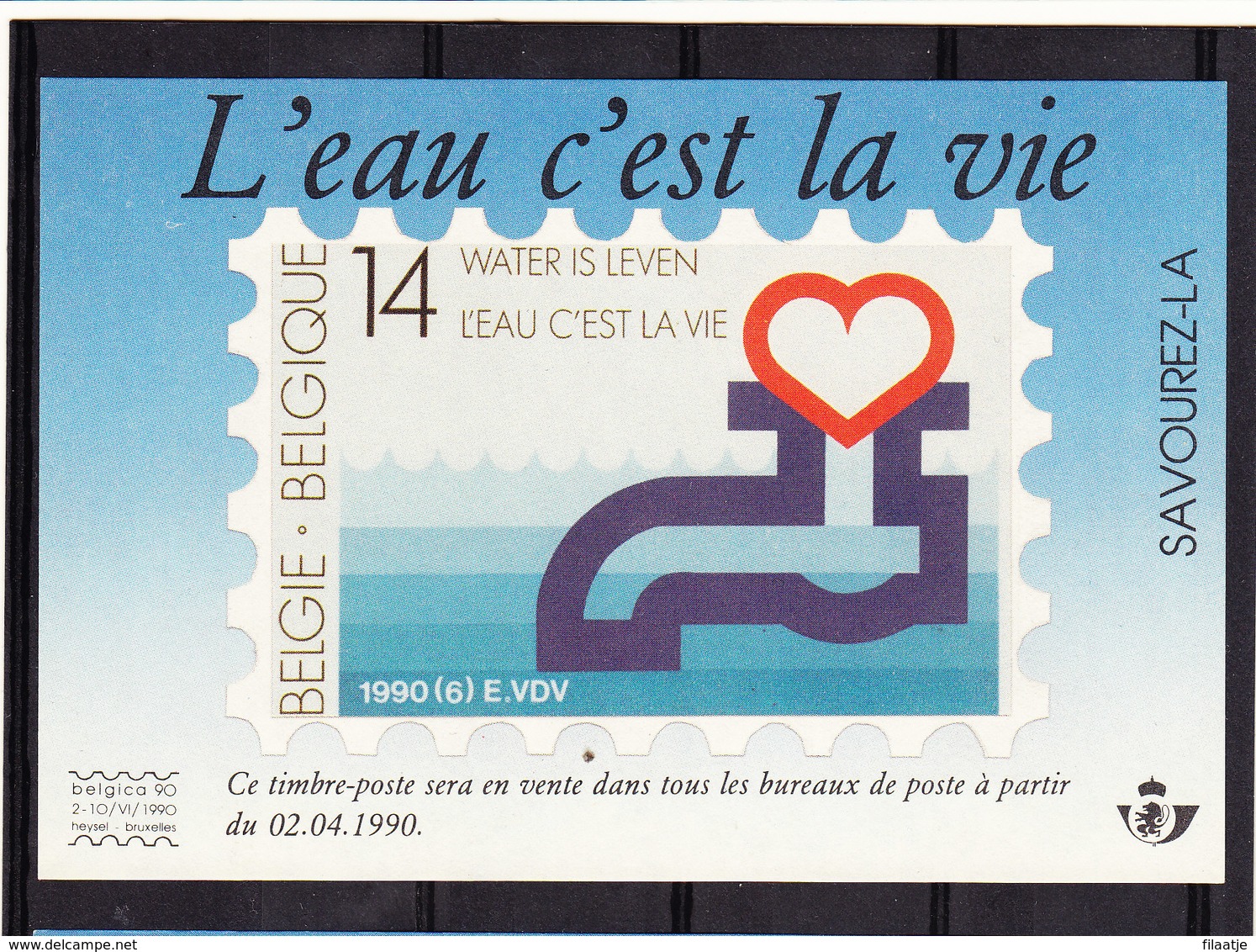 Annonce L'eau C'est La Vie 1990 - Dépliants De La Poste