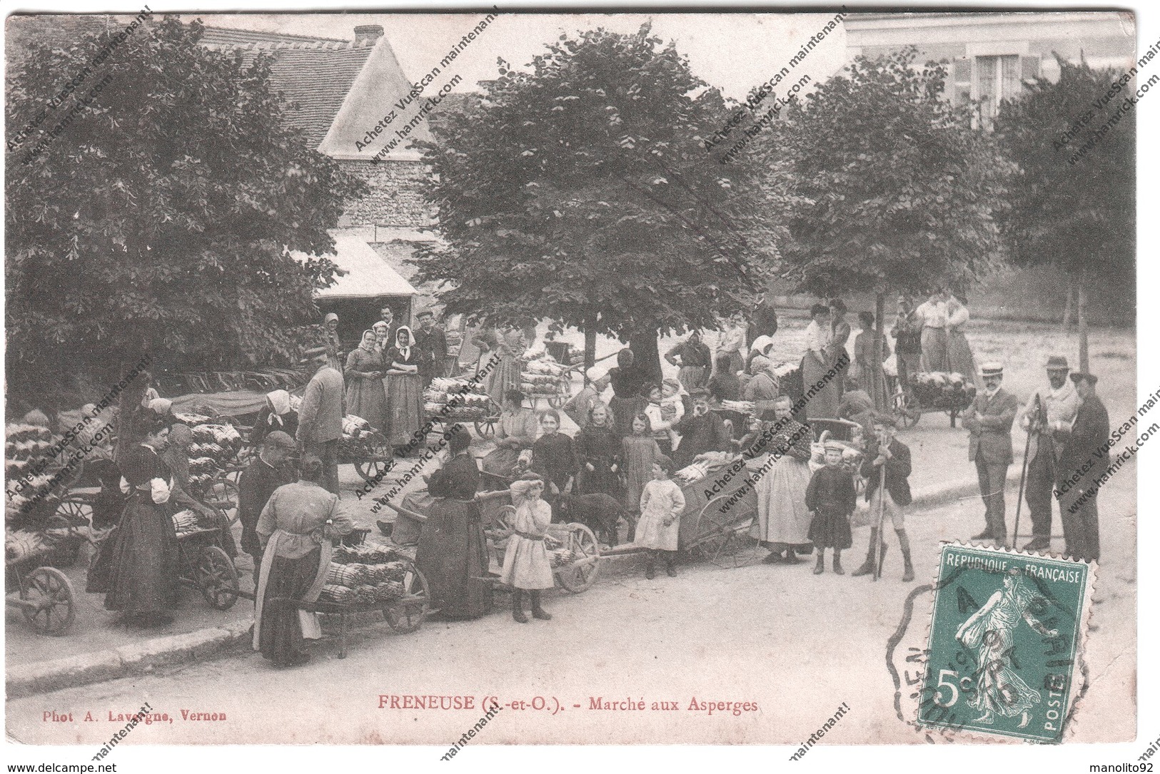 Belle CPA Animée FRENEUSE (78) - Marché Aux Asperges - Freneuse