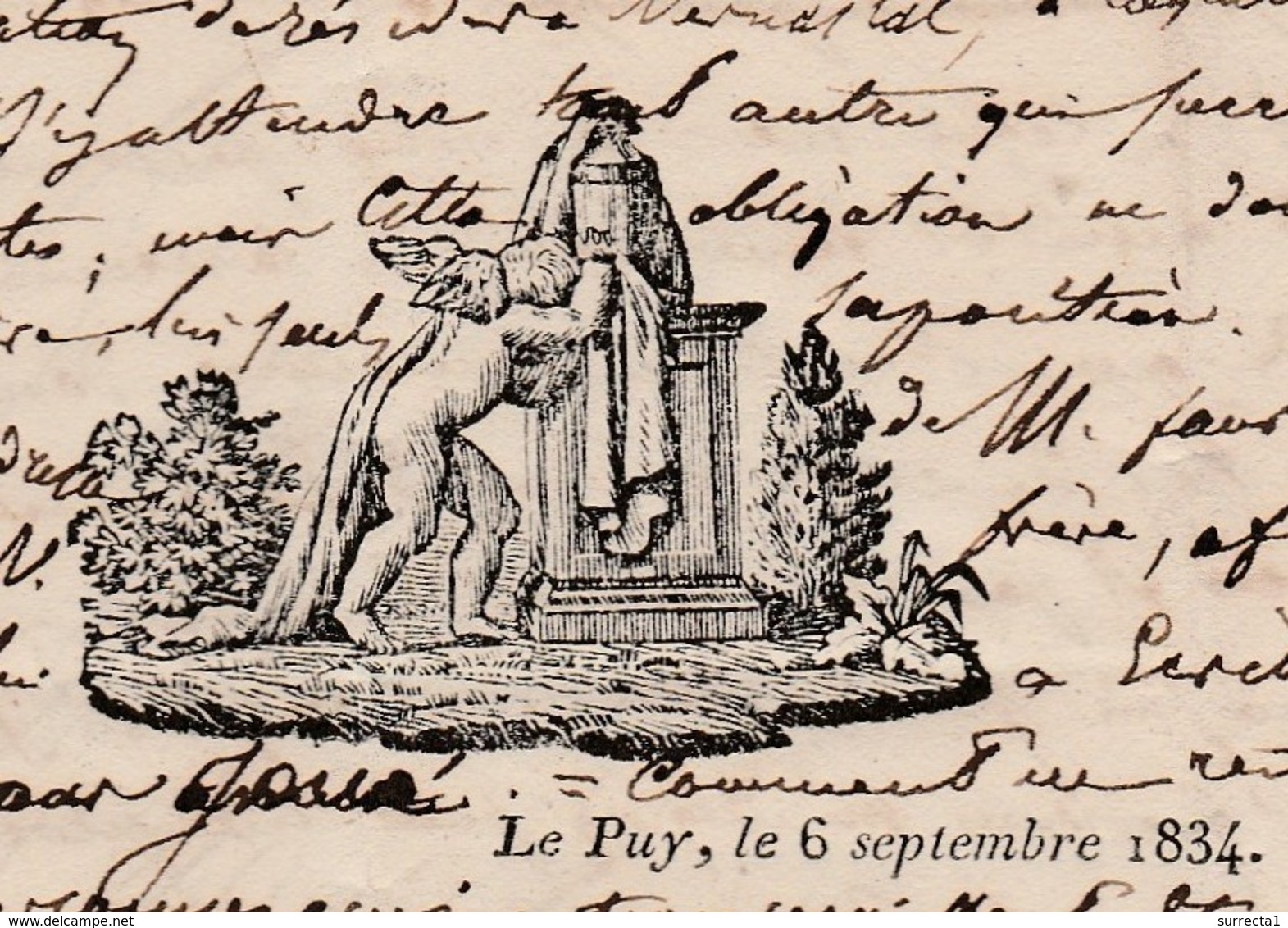 Faire-part Illustré Angelot / Décès 1834  / 43 Le Puy / Haute-Loire / François MATHIEU - Obituary Notices