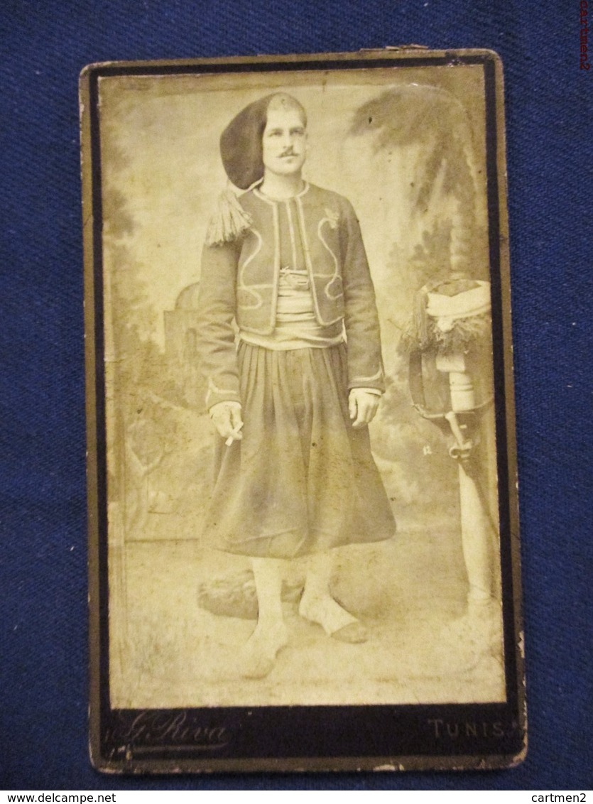 ZOUAVE MILITAIRE A TUNIS PAUL HEJEAN TUNISIE ARMEE D'AFRIQUE PHOTOGRAPHIE CDV MILITARIA UNIFORME RIVA ZOUAVES - Guerre, Militaire