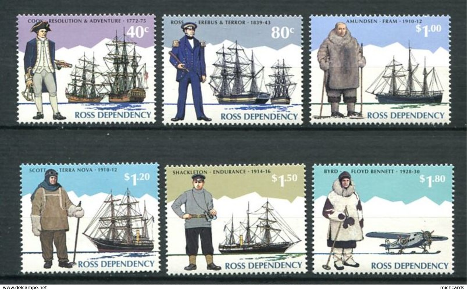 240 TERRE DE ROSS (Nle Zelande) 1995 - Yvert 38/43 - Explorateur Antarctique Navire Avion - Neuf ** (MNH) Sans Charniere - Neufs