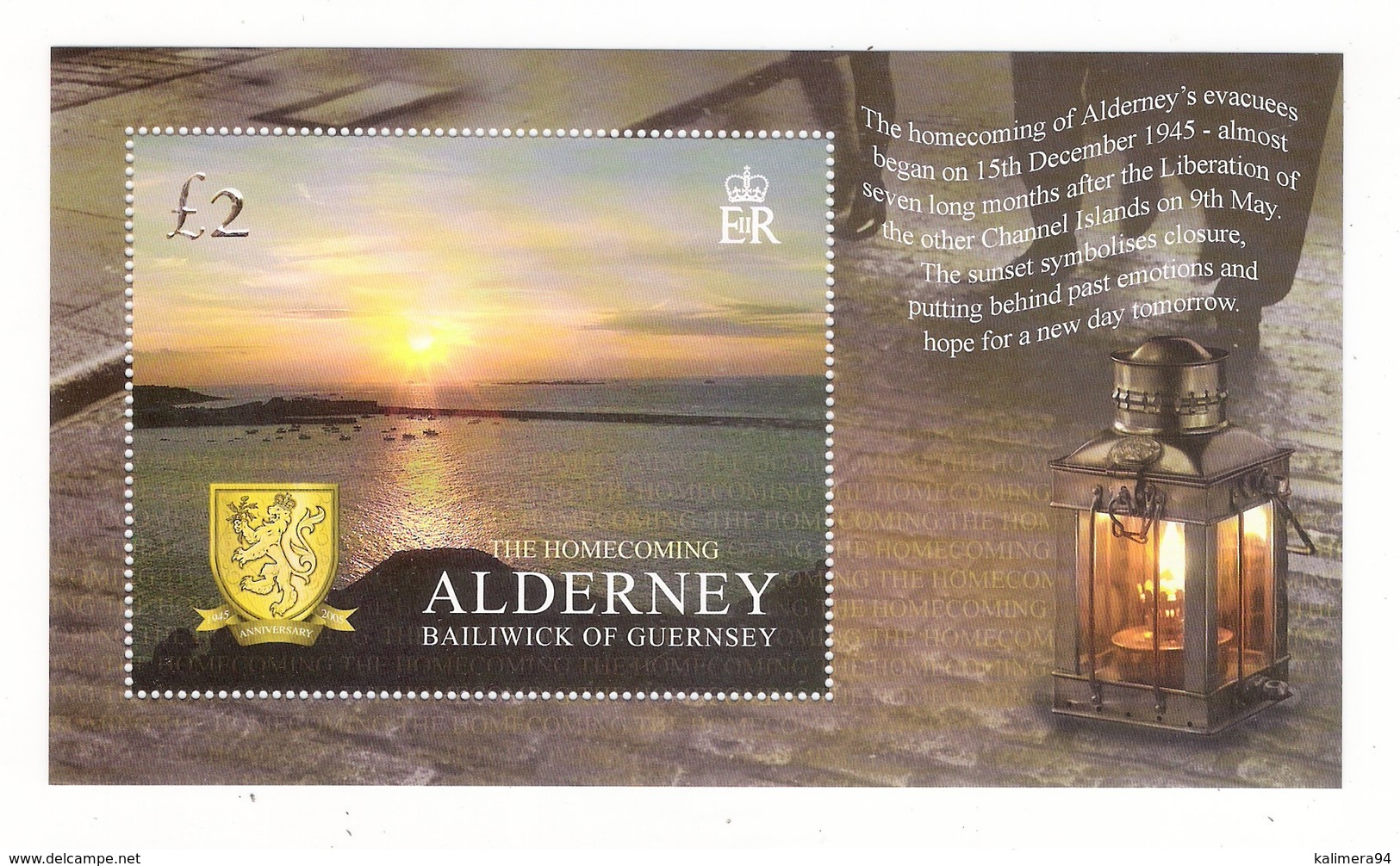 ALDERNEY, BAILIWICK OF GUERNSEY  /  THE HOMECOMING OF ALDERNEY' S EVACUEES, 15 Th DECEMBER 1945  /  Faciale : 2 £ 00 - Alderney