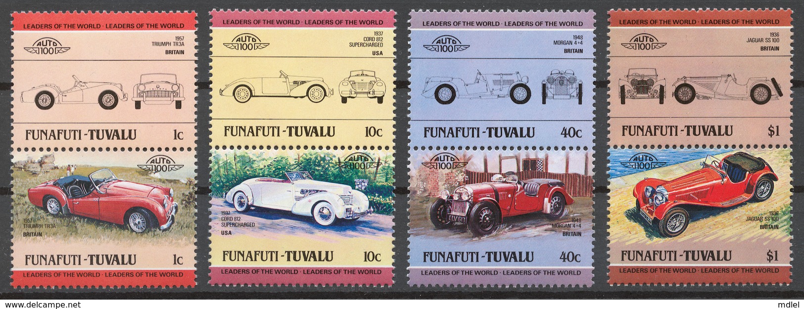 Tuvalu/ Funafuti 1984 Mi# 13-20** AUTOMOBILES - Tuvalu