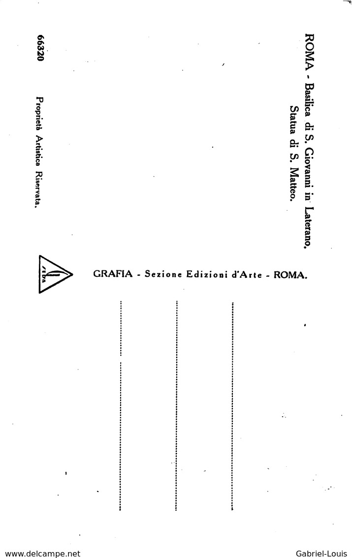 Roma Basilica Di S. Giovanni In Laterno Statua Di S. Matteo - Carta Non Inviata - Chiese