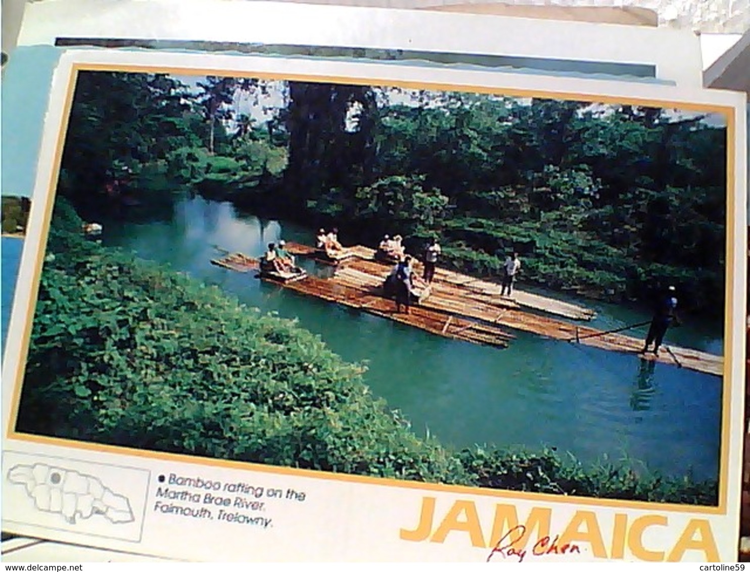 JAMAICA GIAMAICA BAMBOO  RAFFTING MARTHA RIVER  STAMP TIMBRE SELO 45 CCOLOMBO  COLUMBUS 2° VOYAGE  GX5765 - Jamaica