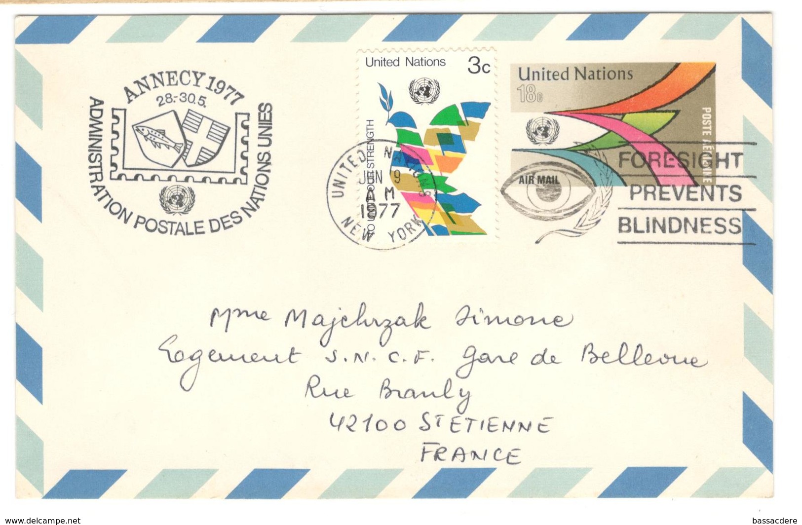 9931 - ANNECY - ADMINISTRATION POSTALE DES NATIONS UNIES - Lettres & Documents