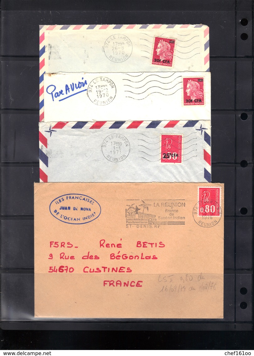 La Réunion : 4 Enveloppes Pour France, Années 70. - Lettres & Documents