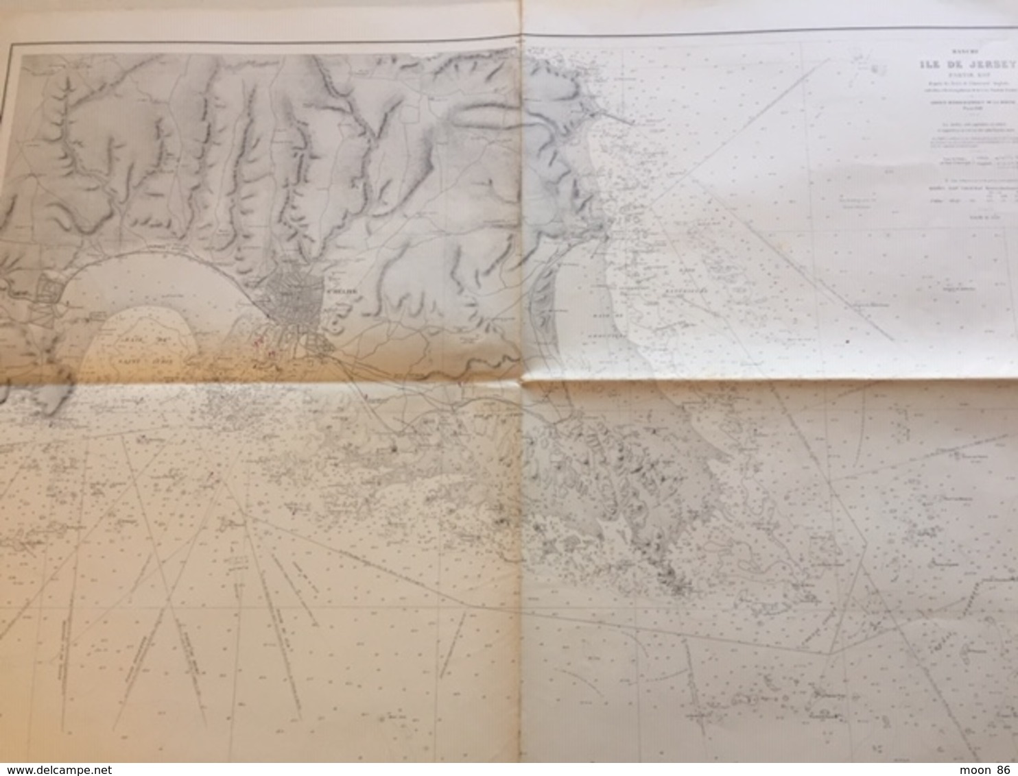 Carte HYDROGRAPHIQUE MARINE 1922  - MANCHE  - ILES DE JERSEY PARTIE EST  ET SES ENVIRONS - Cartas Náuticas