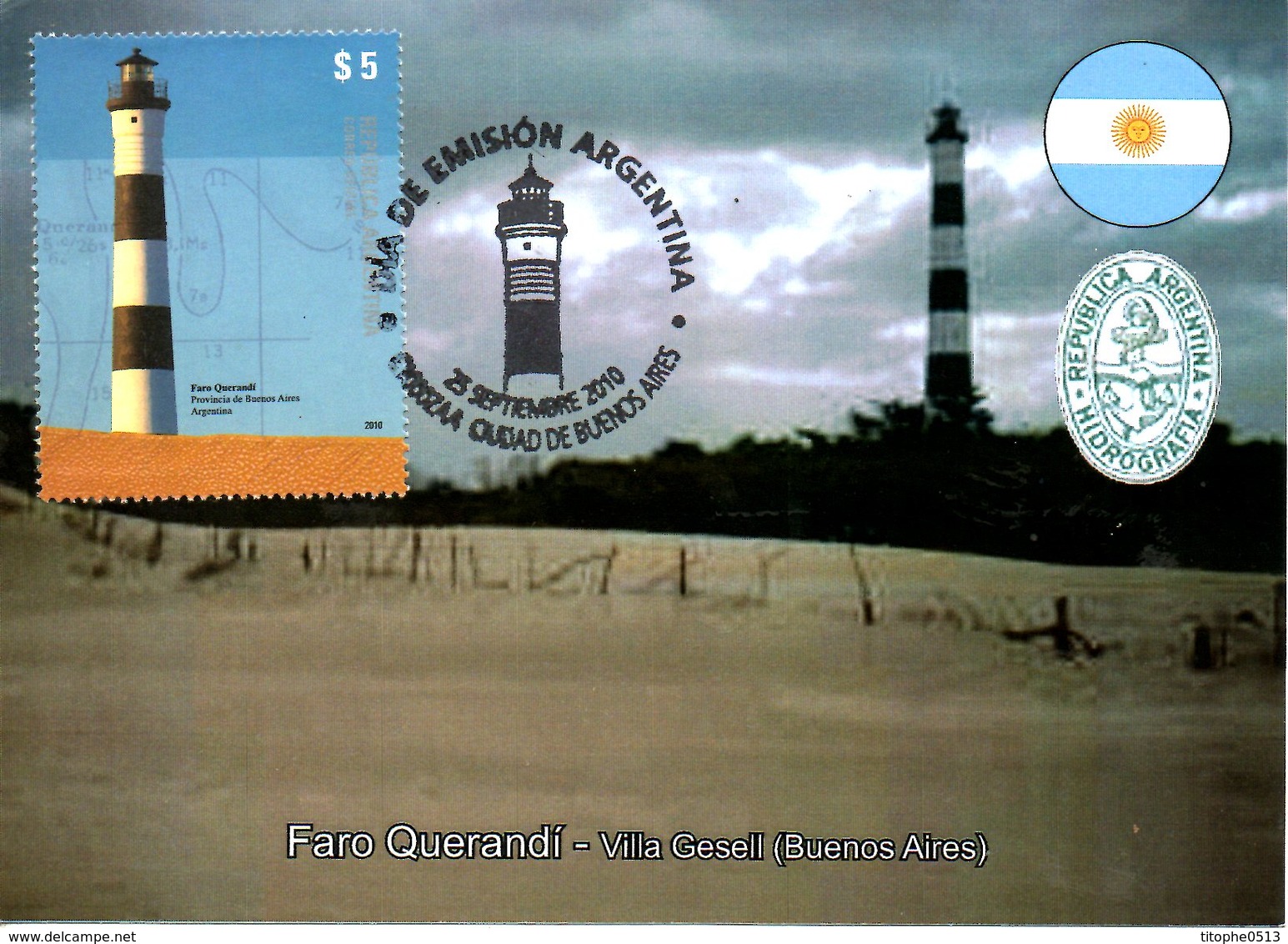 ARGENTINE. Timbre De 2010 Sur Carte Maximum. Phare Argentin. - Lighthouses