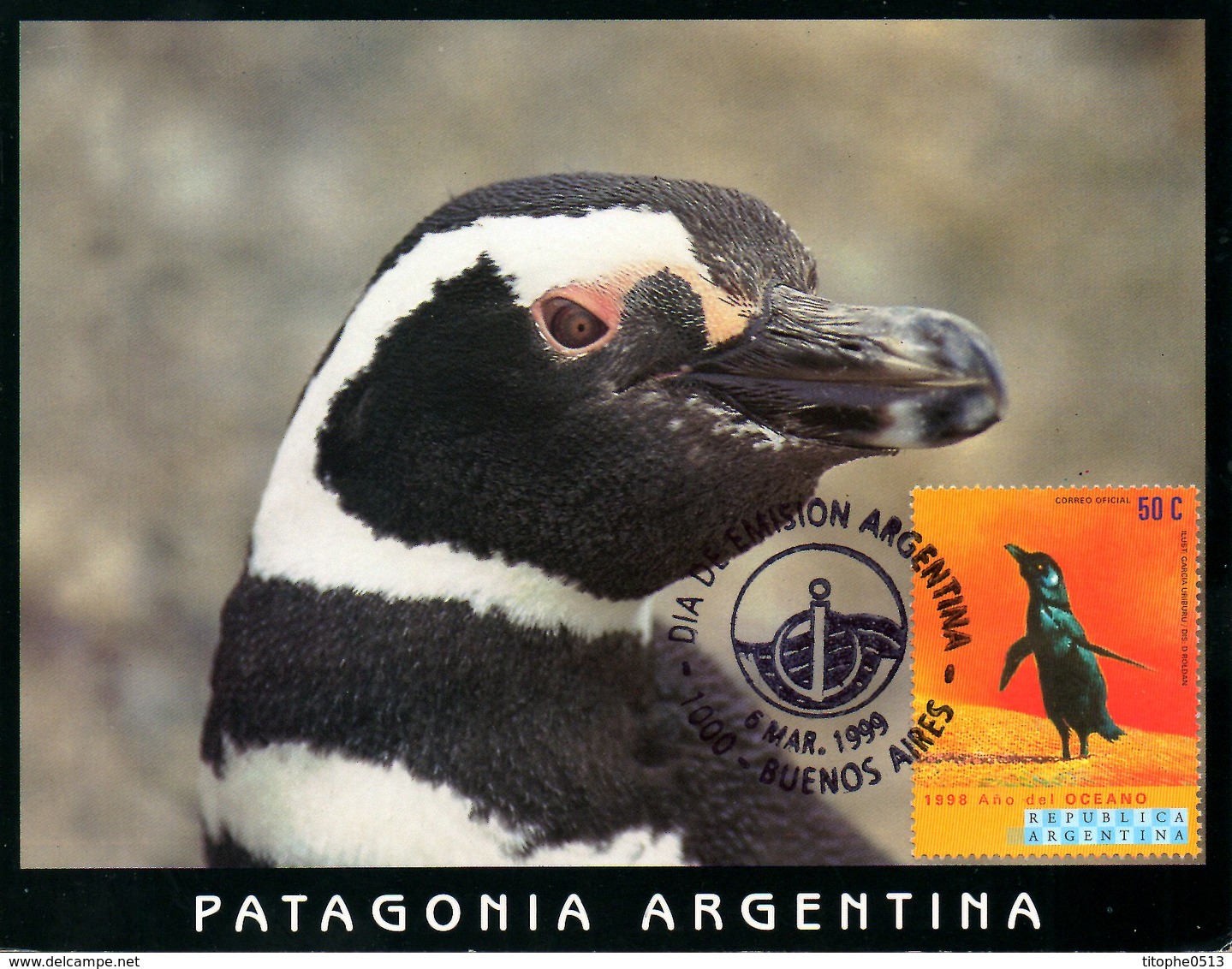 ARGENTINE. N°2077 De 1999 Sur Carte Maximum. Manchot. - Antarctic Wildlife