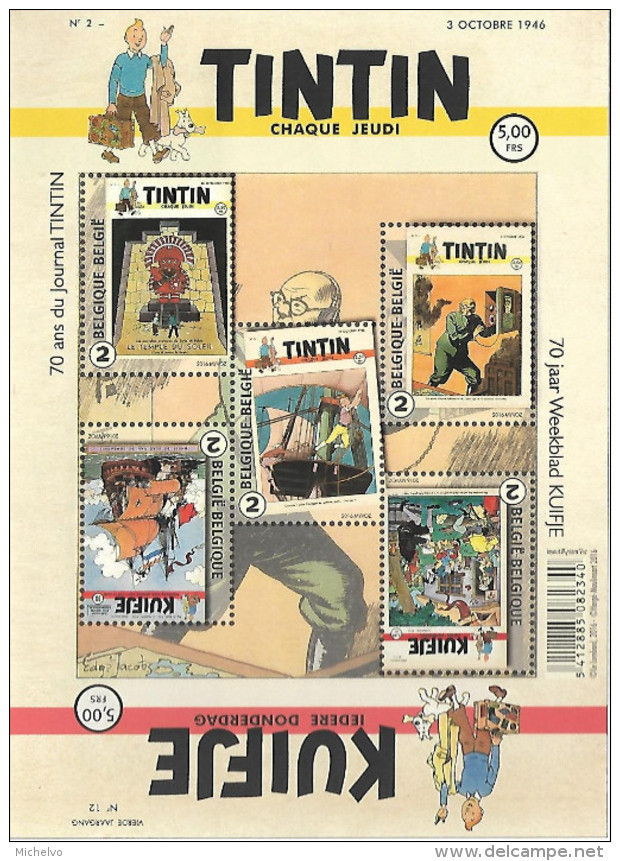 Belg. 2016 - COB N° BL 242 ** - Le Journal Tintin (timbres 4626 à 4630) - Nuovi