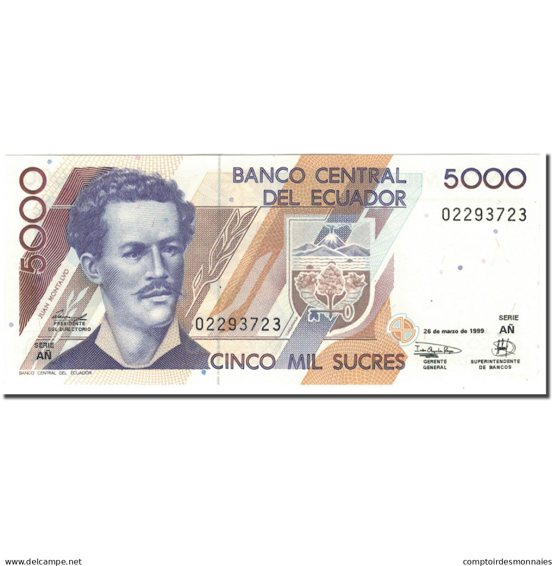 Billet, Équateur, 5000 Sucres, 1999-03-26, KM:128c, NEUF - Ecuador