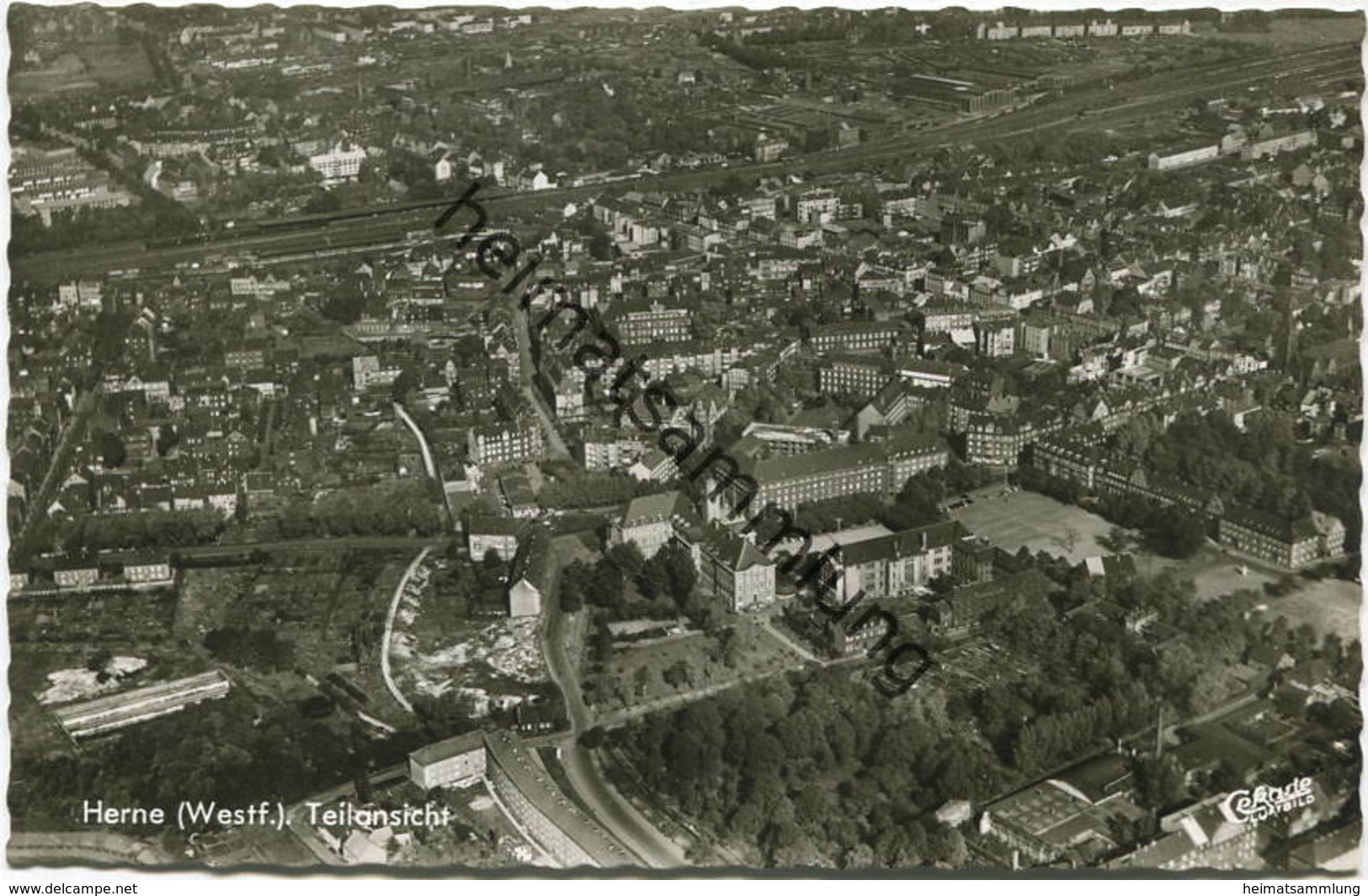 Herne - Luftaufnahme - Teilansicht - Foto-AK 60er Jahre - Cramers Kunstanstalt Dortmund - Herne