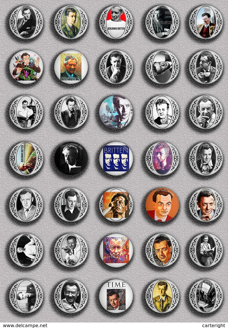 Benjamin Britten Opera Music Fan ART BADGE BUTTON PIN SET  (1inch/25mm Diameter) 35 DIFF - Music