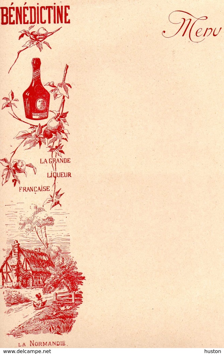 Liqueur Française BENEDICTINE - Illustrateur - La Normandie - Menus