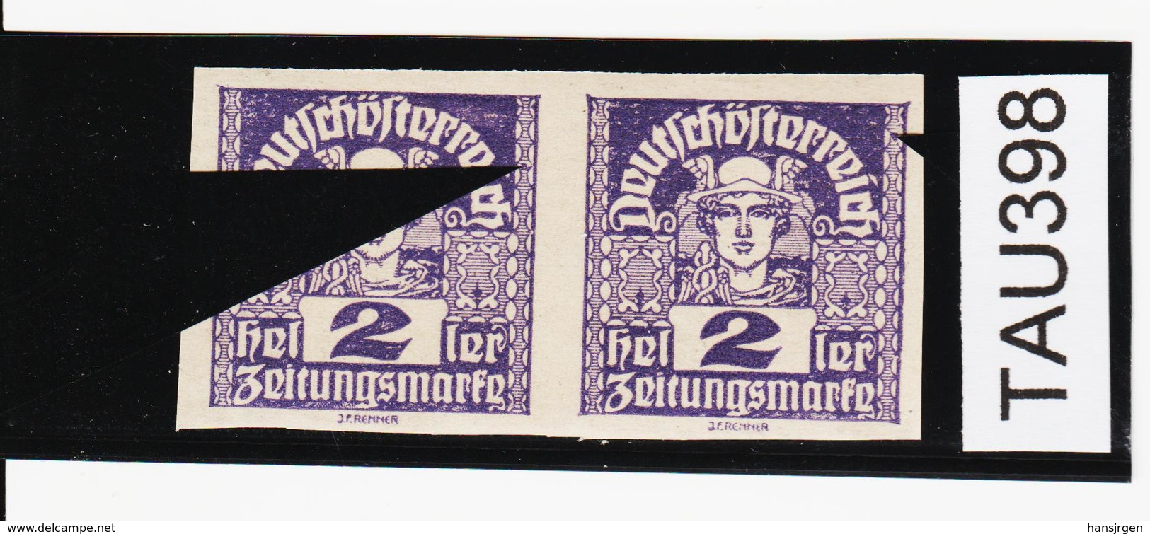 TAU398 ÖSTERREICH 1920 Michl 293 PLATTENFEHLER (als Beweis 2 Stück Eingestellt) FARBFLECKE IN ZIERLEISTE ** Postfrisch - Abarten & Kuriositäten