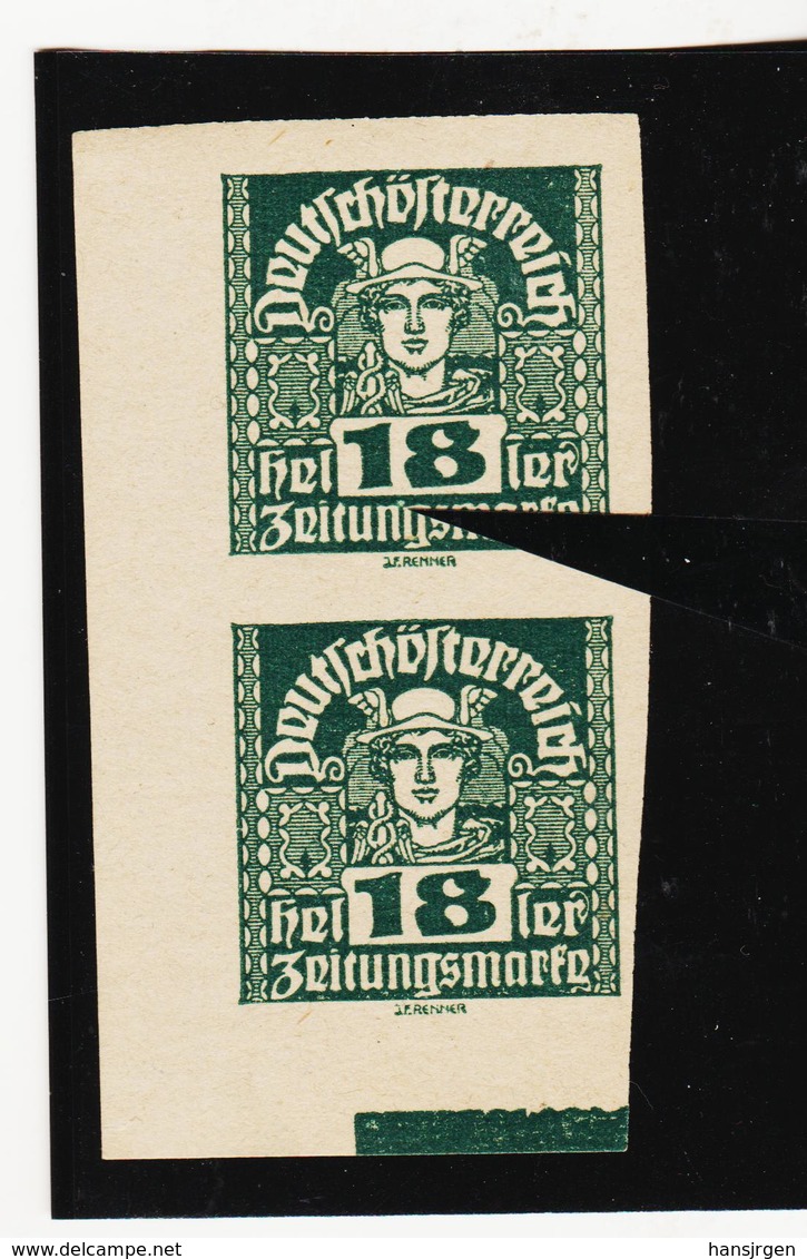 TAU396 ÖSTERREICH 1920 Michl 302 PLATTENFEHLER (als Beweis 2 Stück Eingestellt) FARBFLECKE IN ZIERLEISTE ** Postfrisch - Abarten & Kuriositäten