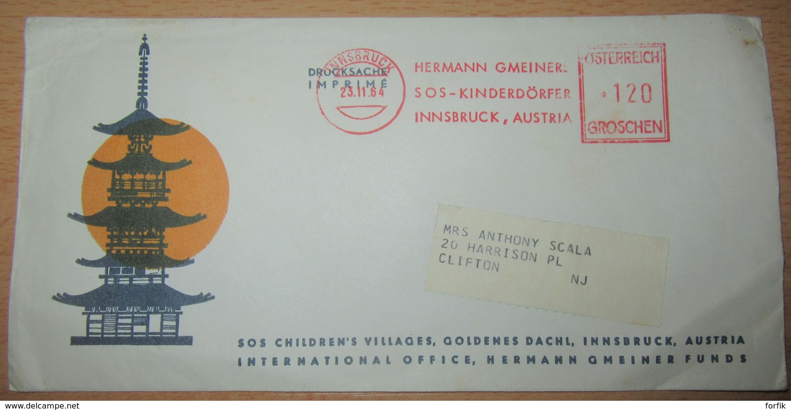 Autriche Vers Etats-Unis - Enveloppe Children's Village Avec EMA Datées Du 23 Novembre 1964 - Maschinenstempel (EMA)