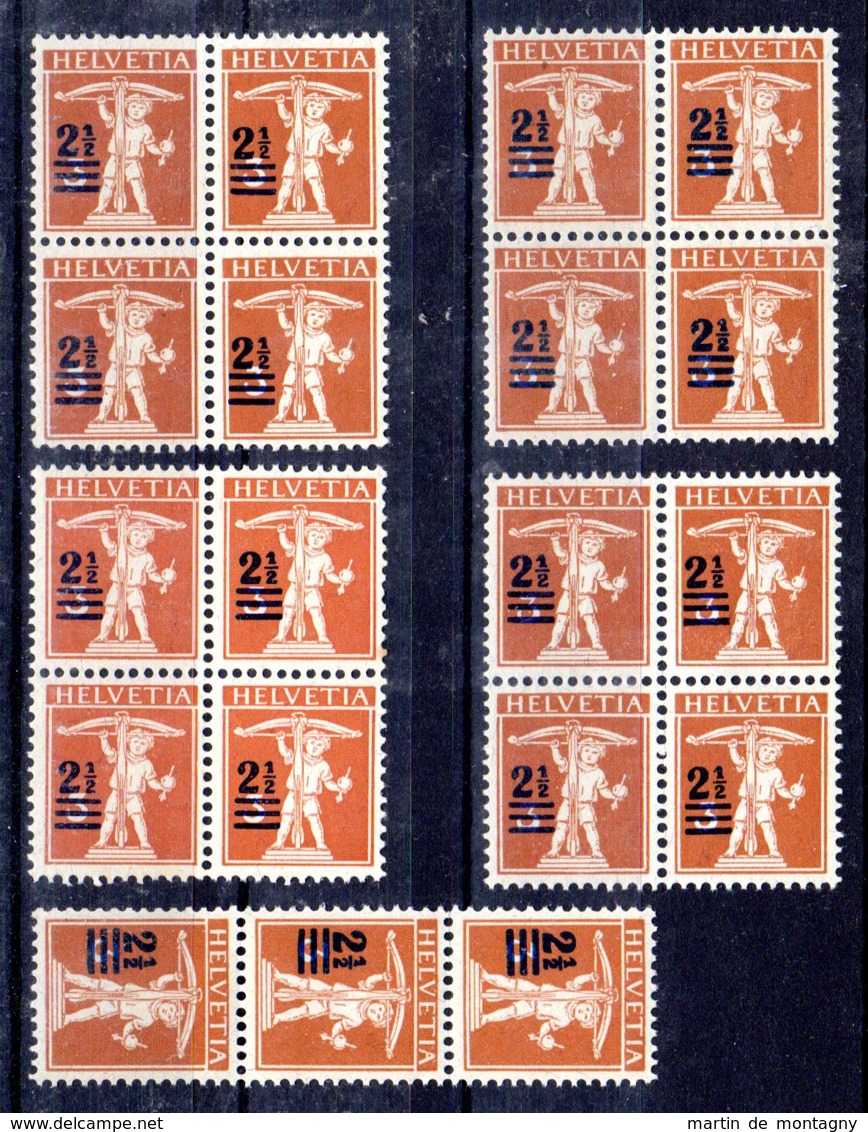 1921; Walter Tell - Tellknabe, 2 1/2 Auf 3 Rp ; Mi-Nr. 156;  4 X 4er Block, Postfrisch **, Gem. Scan, Los 50569 - Nuovi