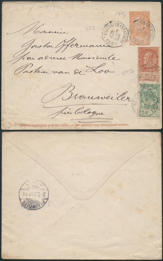 A059 Entier De Verviers à Brauweiler Allemagne Germany 1898 - Briefe