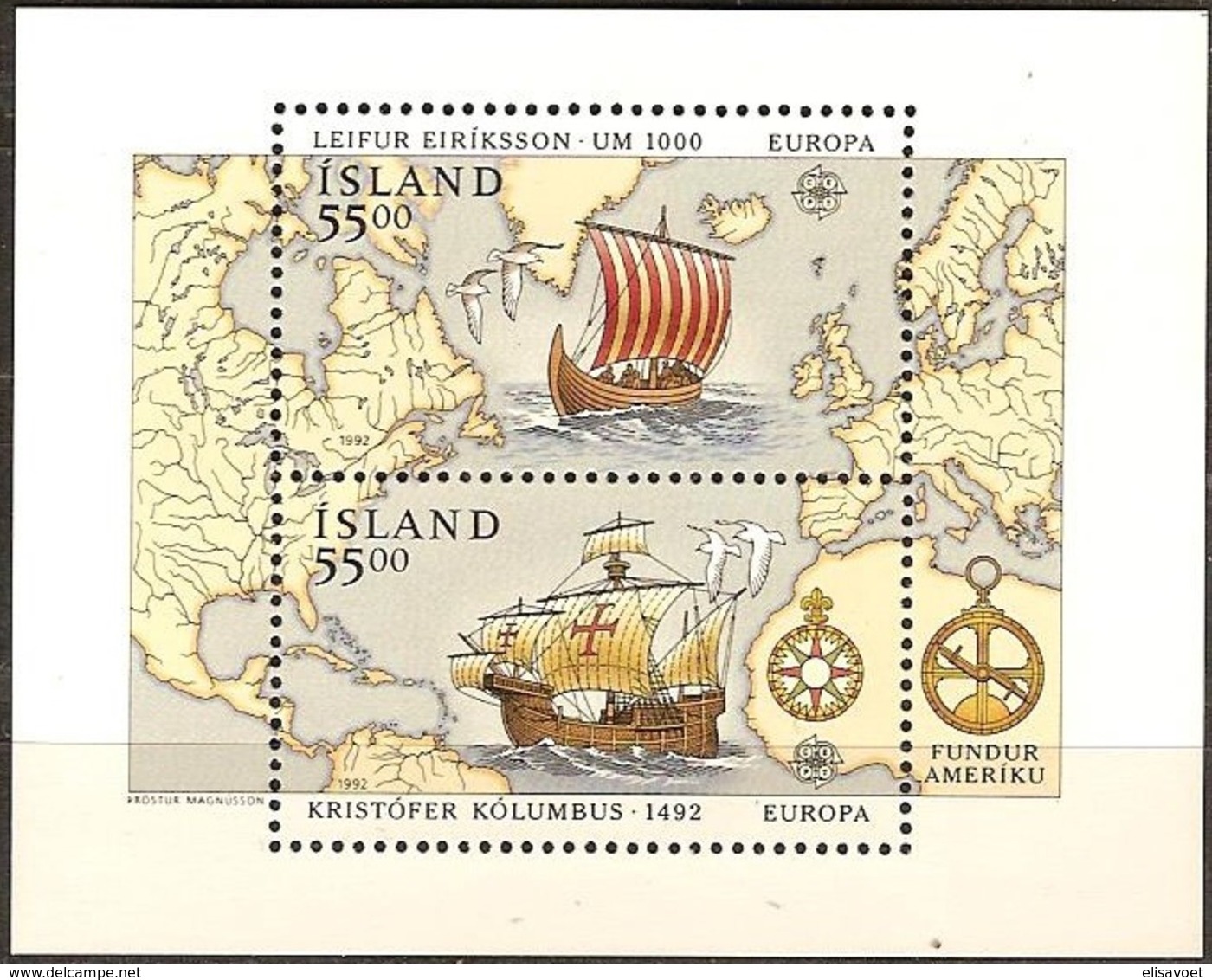 Islande Iceland Ijsland 1992  Yvertn° Bloc 13 *** MNH Cote 13 Euro CEPT Europa - 1992