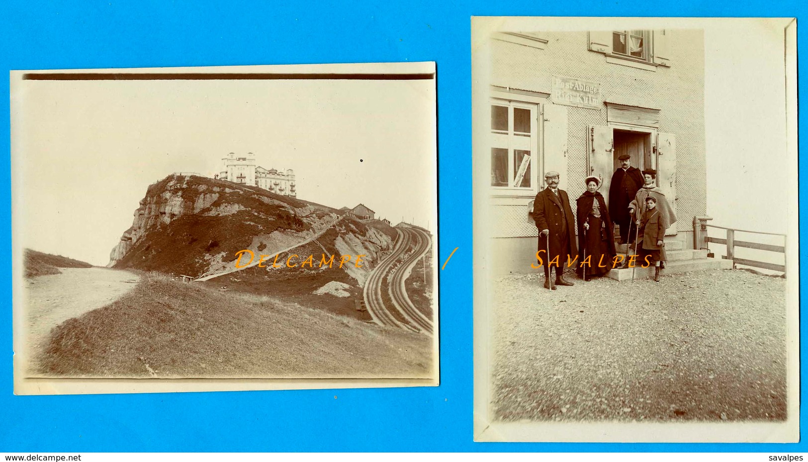 Suisse Lucerne - Hôtel RIGI KULM En 1903, Poste -  2 Photos Originales - Luoghi