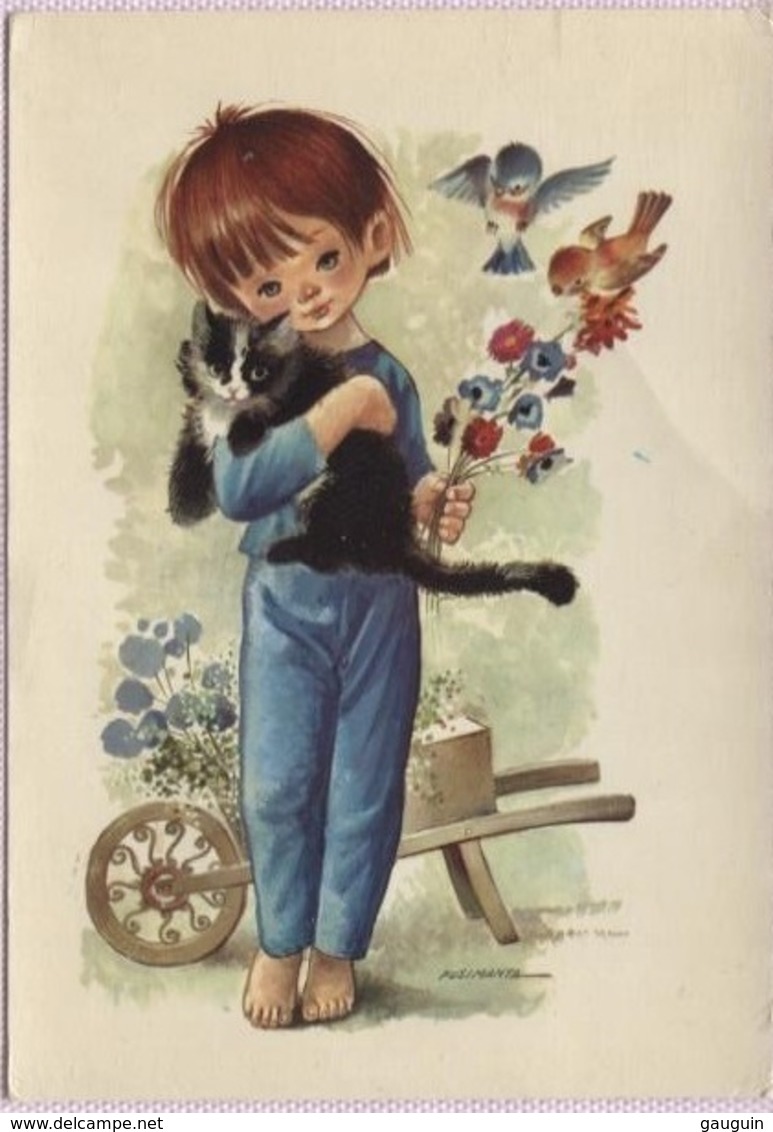 CPM - Fantaisie Illustrée FUSIMANYA - SCENE ENFANTINE - Jeune Fille Avec Chat - Edition Rust - Kindertekeningen