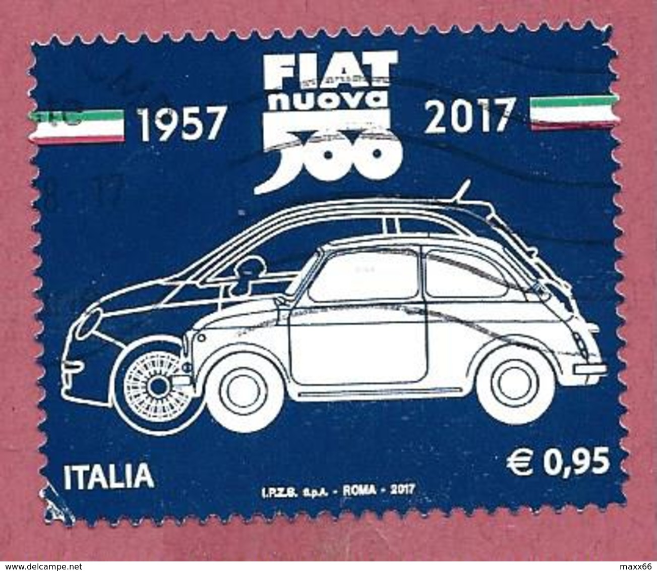 ITALIA REPUBBLICA USATO - 2017 - 60º Anniversario Della Produzione Della Fiat Nuova 500 - € 0,95 - S. 3772 - 2011-20: Usati